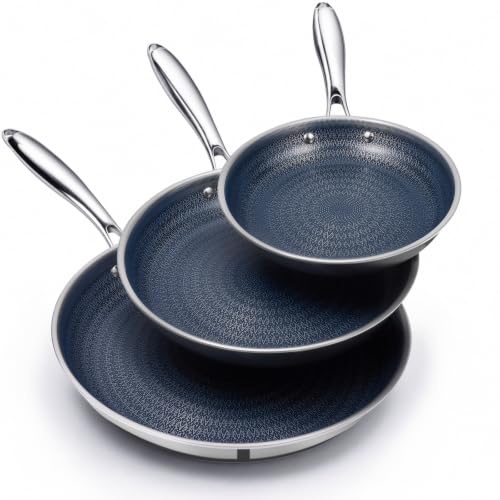 3 Pcs Non Stick Frying Pans Set (Blue Set)