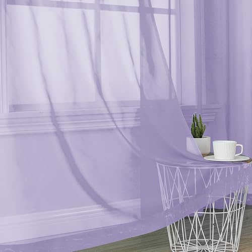 Lavender Sheer Curtains 54 Inches Long 2 Panels (Lavender / 42"W x 54"L (Pack of 2))