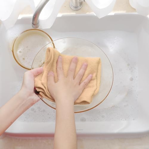 100% Cotton Waffle Weave Kitchen Dish Cloths 24 (Apricot / 12 X 12 - 24 Pack)