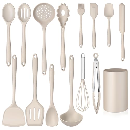 15 Piece Kitchen Cooking Utensil Set (Khaki)