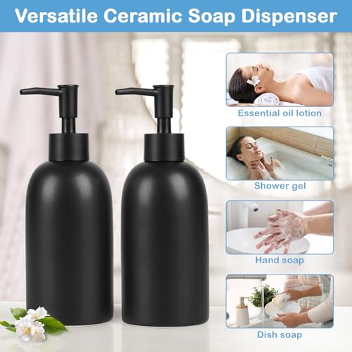Soap Dispenser Fill Dish Soap Hand Soap for Bathroom (2pc Black)