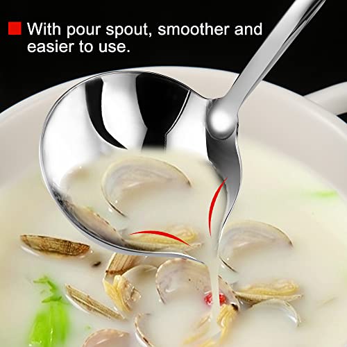Kitchen Soup Ladle 304 Stainless Steel Punch Metal Luminous Ladell Spoons With Pour Spout Gravy Ladles for Serving (A536)