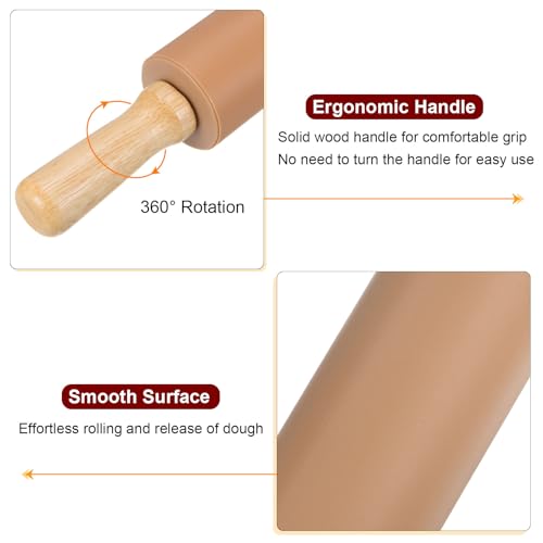 Silicone Rolling Pins for Baking 16.93 Inch Non (Brown / 43cm x 5.2cm)