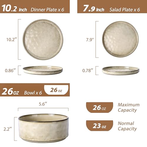 18 Piece Dinnerware Dish Set for 6 (18-Piece / Sandy Beige)