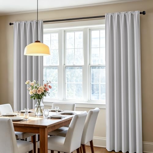 Grayish White Blackout Curtains 72 inch Length 2 Panels Set (Greywish White / 52"W x 72"L (Pack of 2))