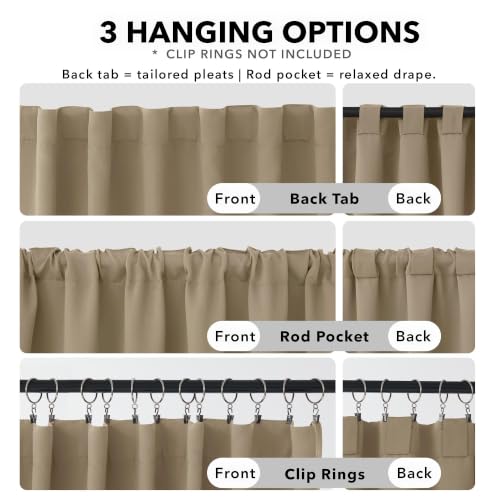 Blackout Curtains for Bedroom (Khaki / 52"W x 84"L (Pack of 2))