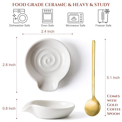 Coffee Spoon Rest for Coffee Bar Accessories Ceramic Coffee Spoon Holder (White)