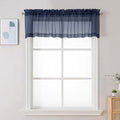 Navy Blue Sheer Valances for Windows (Navy Blue / 42"W x 16"L (Pack of 2))