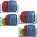 4 Pack Over Cabinet Organizer Storage Lid Organizer Caddy Space Saver No Drilling Adhesive Hook Over Door Organizer (Clear Gray-4pack)