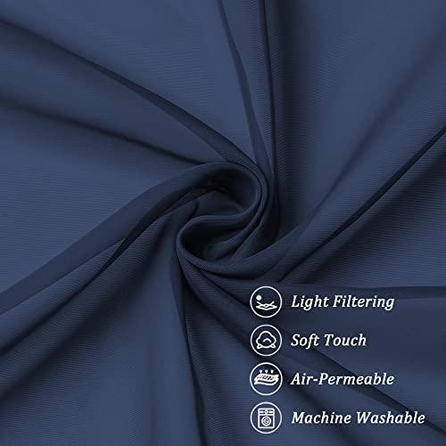 Sheer Window Valance Curtains (Navy Blue / 42"W x 14"L (Pack of 2))