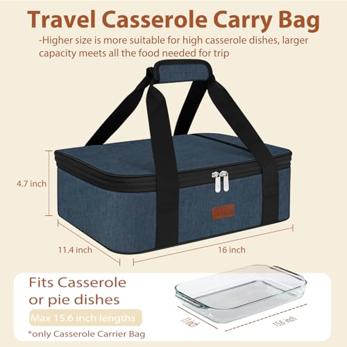 Insulated Casserole Carrier Bag (Blue / 16x11.4x4.7inch)