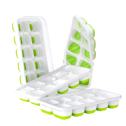 Ice Cube Tray with Lids (Green / 4Pack-7.2"*4.1"*1.3")