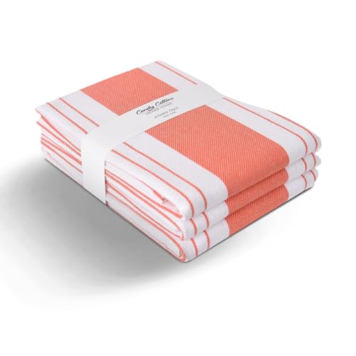 Stripe Kitchen Towels Decor Mordern Design Centreband Tea Dish Towels Boho Stripe Absorbent Festive Gift Set of 3 Pantry Reusable Kitchen Dish Towel (Orange (Modern (3 Pack)))