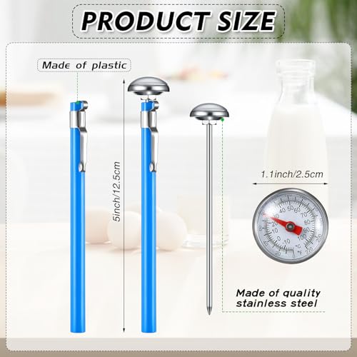 6 Pcs Stainless Steel Kitchen Dial Thermometer 5" (blue)