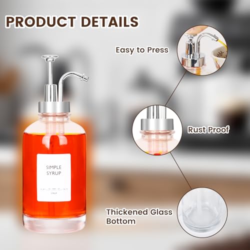 16.9oz Glass Coffee Syrup Dispensers 4 (Silver)