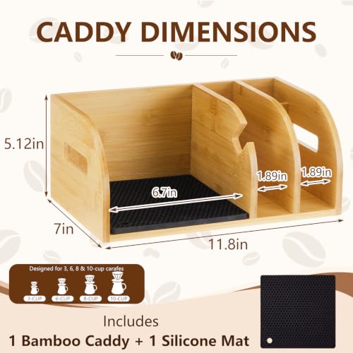 3-in-1 Bamboo Coffee Pour over Caddy Wood Coffee Bar Station Organizer