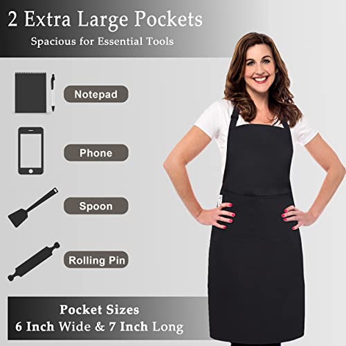 Work Aprons for Men (Black - 2 Pockets - Pack of 2 / Work Apron)