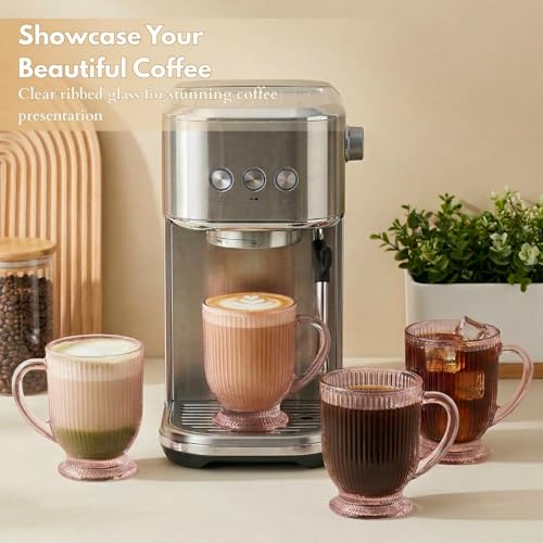 Pink Glass Coffee Mugs Set of 4 (Pink / Set of 4)