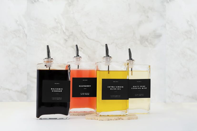 Olive Oil Dispenser Bottle for Kitchen (Black / 500ml, Set of 4)