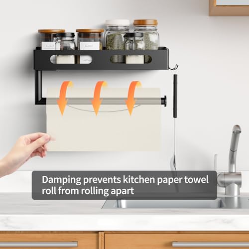 Paper Towel Holder Wall Mount for Kitchen (Matte Black)