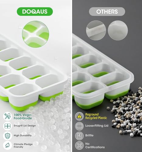 Ice Cube Tray with Lid and Bin (Green / 8.2*4.5*3.6'' - 4 Pack)