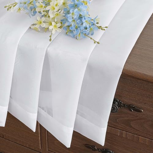 White Sheer Curtains Tier 36 Inches Length 2 Panels Set (42"W x 36"L (Pack of 2) / White)