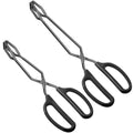 Stainless Steel Kitchen Scissor Tongs 10" and 12" Set (10-Inch + 12-Inch / Black)