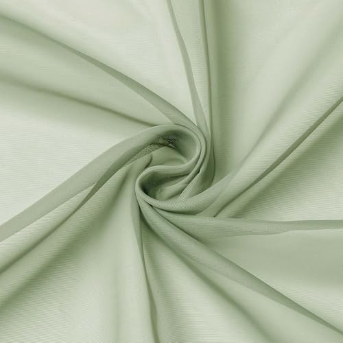 Extra Long Sheer Light Green Curtains for Bedroom Living Room 108 Inches Long 2 Panels Set (Light Green / 42"W x 108"L (Pack of 2))