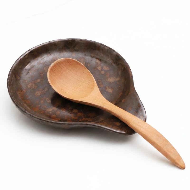 Farmhouse Ceramic Spoon Rests Holder (Rusty Red-Flat Interior)