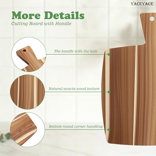 Wood Cutting Board with Handle (16.5"x13"0.6" / Natural)