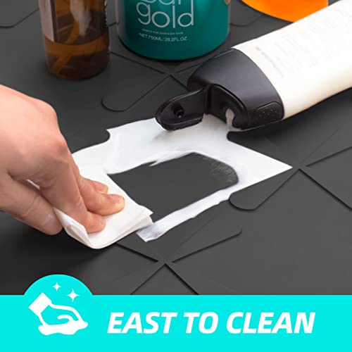 Waterproof Under Sink Mat 19" x 19" Silicone Mat Cabinet Protector (Black / 19"W x 19"L)