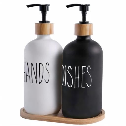 Soap Dispenser Set (Hd Black White & Tray)