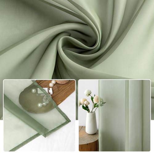 Sage Green Sheer Curtains 54 X 63 Inches (Sage Green / 54"W x 63"L (Pack of 2))