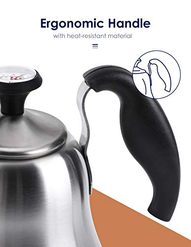 Tea Kettle with Thermometer (Brushed Silver（with Thermometer）)
