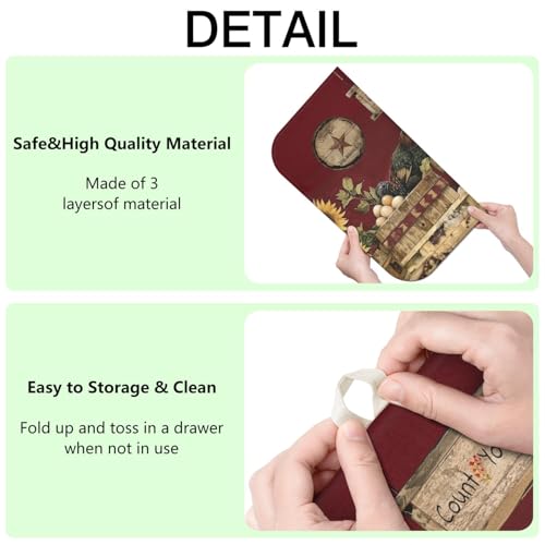 Rooster Dish Drying Mat Drainer Pads (Burgundy / 18"x24")