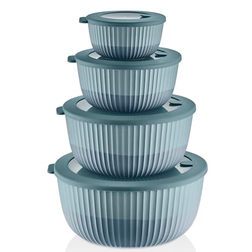Plastic Mixing Bowls with Lids (Blue)