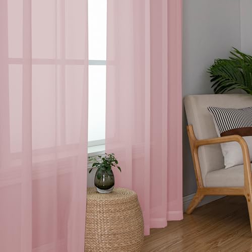 Sheer Curtains 72 Inch Length 2 Panels (Blush Pink / 42"W x 72"L (Pack of 2))