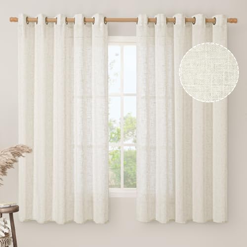 Natural Linen Curtains 63 inch Length for Living Room 2 Panels (60"W x 63"L (Pack of 2) / Natural)