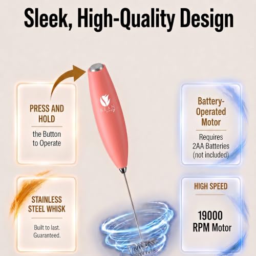 Milk Frother Handheld (Rose Pink / Classic)