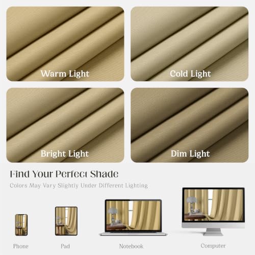 Beige Blackout Curtains 108 inch Length 2 Panels Set (Beige / 52"W x 108"L (Pack of 2))