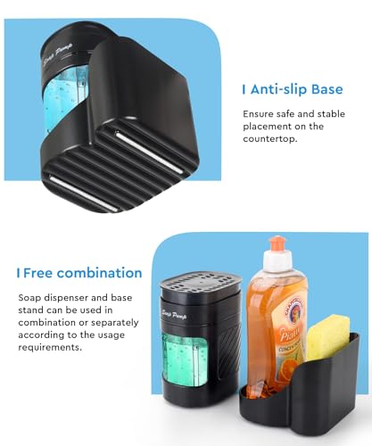 Kitchen Dish Soap Dispenser with Sponge Holder (Black)