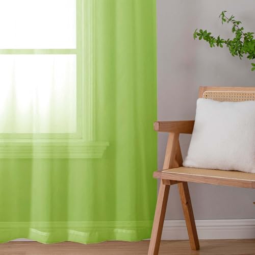 Lime Sheer Curtains 84 Inches Long 2 Panels (Lime / 42"W x 84"L (Pack of 2))