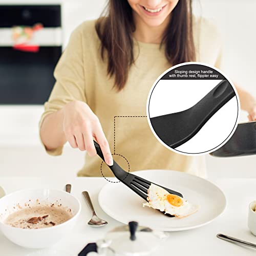 2 Pack Silicone Slotted Fish Turner Spatula Set (Black)