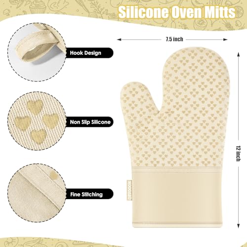 Dish Towels and Dishcloths with Oven Mitts Sets (Beige)