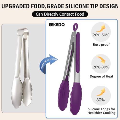 Kitchen Tongs (Purple / 7 + 9 + 12 inches)