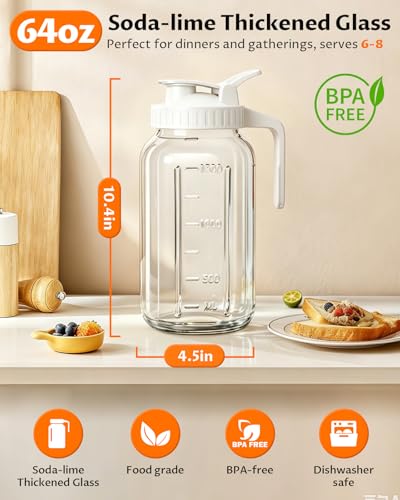 64oz Mason Jar Pitcher (White / 64 Ounces)