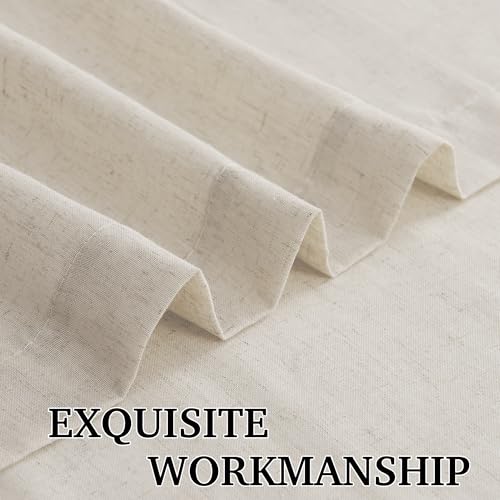 Linen Semi Sheer Curtains for Bedroom Living Room 84 inches Long (H - Natural Beige / 52"W x 84"L (Pack of 2))
