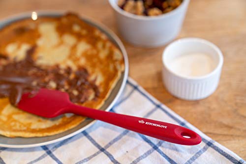 Premium 600°F Heat Resistant 5 Piece Silicone Spatula Set for Baking (Red)
