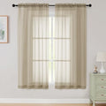 Sheer Taupe Curtains for Bedroom Living Room 63 Inch Length 2 Panels (Taupe / 42"W x 63"L (Pack of 2))