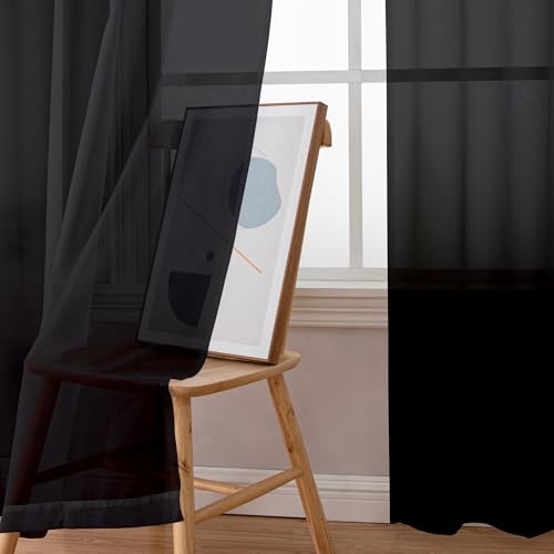 Black Sheer Curtains 120 Inches Long (Black / 59"W x 120"L (Pack of 2))